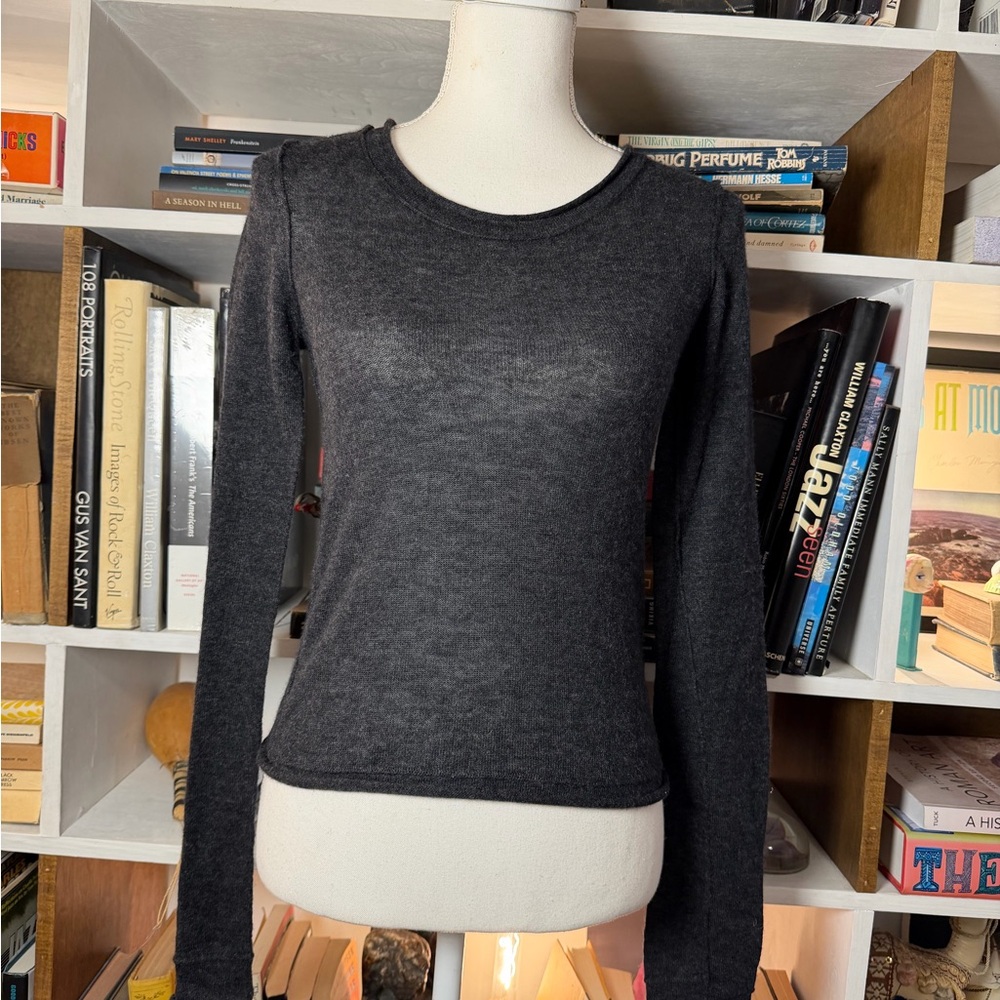 James Perse Dark Charcoal Crewneck Long Sleeve Top